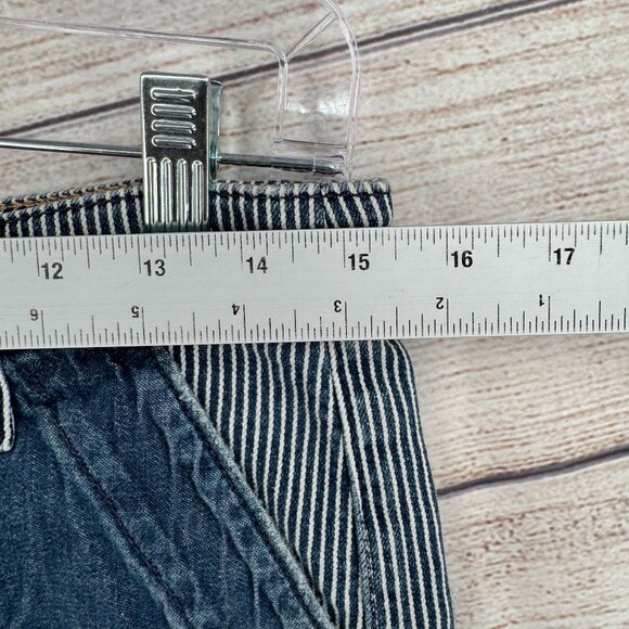 Pilcro Anthropologie Hickory Striped Denim Short Shorts Women's 27 Blue Stet - Picture 11 of 13